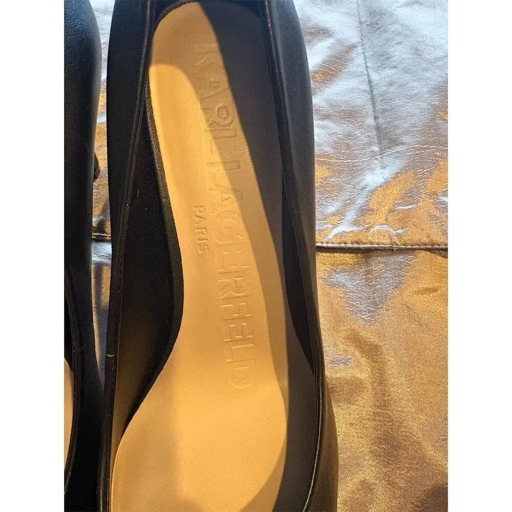 Karl Lagerfeld Women's‎ Black Leather Pointed Toe Pumps Size 8